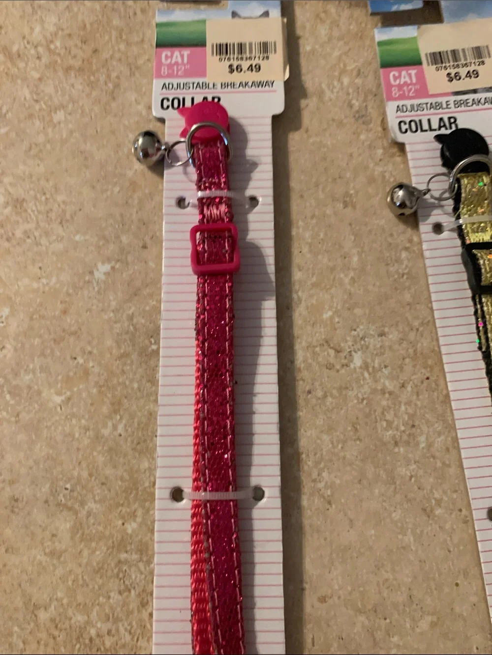 NWT 8-12”  Cat Collars - Pink & Gold Glitter